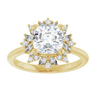 14K yellow gold 2 CT Cushion-cut Diamond Floral Halo Diamond Engagement Ring Setting