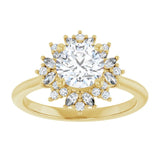 14K yellow gold 1CT Round-cut Diamond Floral Halo Diamond Engagement Ring Setting variant--Round variant--1CT variant--14K-yellow-gold