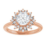 14K rose gold 1CT Round-cut Diamond Floral Halo Diamond Engagement Ring Setting variant--Round variant--1CT variant--14K-rose-gold