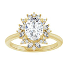 14K yellow gold 1 CT Oval-cut Diamond Floral Halo Diamond Engagement Ring Setting