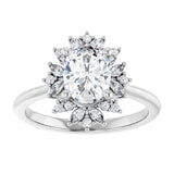 14K white gold 1CT Oval-cut Diamond Floral Halo Diamond Engagement Ring Setting variant--Oval variant--2CT variant--14K-yellow-gold