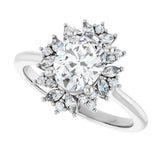 Floral halo ring profile showing halo height and band proportion variant--Oval variant--1CT variant--14K-white-gold