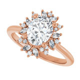 Floral halo ring oval center alternate perspective variant--Oval variant--1CT variant--14K-rose-gold
