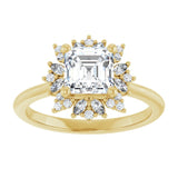 14K yellow gold 1CT Asscher-cut Diamond Floral Halo Diamond Engagement Ring Setting variant--Asscher variant--1CT variant--14K-yellow-gold