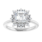 14K white gold 1CT Asscher-cut Diamond Floral Halo Diamond Engagement Ring Setting variant--Asscher variant--2CT variant--14K-yellow-gold