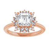 14K rose gold 1CT Asscher-cut Diamond Floral Halo Diamond Engagement Ring Setting variant--Asscher variant--1CT variant--14K-rose-gold