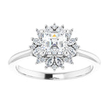 14K white gold .5CT Asscher-cut Diamond Floral Halo Diamond Engagement Ring Setting variant--Asscher variant--1CT variant--14K-yellow-gold