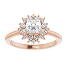 14K rose gold 1/2 CT Asscher-cut Diamond Floral Halo Diamond Engagement Ring Setting