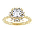 14K yellow gold 1 CT Square-cut Diamond Floral Halo Diamond Engagement Ring Setting