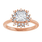 14K rose gold 1 CT Square-cut Diamond Floral Halo Diamond Engagement Ring Setting