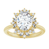 14K yellow gold 2CT Oval-cut Diamond Floral Halo Diamond Engagement Ring Setting variant--Oval variant--2CT variant--14K-yellow-gold