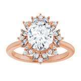 14K rose gold 2CT Oval-cut Diamond Floral Halo Diamond Engagement Ring Setting variant--Oval variant--2CT variant--14K-rose-gold