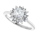 Floral halo ring square center, angled perspective/2-CT variant--.5CT variant--Square variant--.5CT variant--14K-white-gold