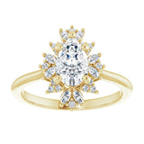 14K yellow gold 1CT Pear-cut Diamond Floral Halo Diamond Engagement Ring Setting variant--Pear variant--1CT variant--14K-yellow-gold