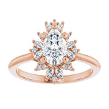 14K rose gold 1CT Pear-cut Diamond Floral Halo Diamond Engagement Ring Setting variant--Pear variant--1CT variant--14K-rose-gold