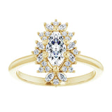 14K yellow gold .5CT Marquise-cut Diamond Floral Halo Diamond Engagement Ring Setting/2-CT variant--.5CT variant--Marquise variant--.5CT variant--14K-yellow-gold