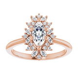 14K rose gold .5CT Marquise-cut Diamond Floral Halo Diamond Engagement Ring Setting/2-CT variant--.5CT variant--Marquise variant--.5CT variant--14K-rose-gold