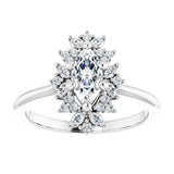 14K white gold .5CT Marquise-cut Diamond Floral Halo Diamond Engagement Ring Setting variant--Marquise variant--1CT variant--14K-yellow-gold
