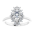 14K white gold 1/2 CT Marquise-cut Diamond Floral Halo Diamond Engagement Ring Setting