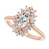 Floral halo ring marquise 1CT, alternate view/2-CT variant--.5CT variant--Marquise variant--.5CT variant--14K-rose-gold
