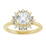 14K yellow gold 1CT Cushion-cut Diamond Floral Halo Diamond Engagement Ring Setting variant--Cushion variant--1CT variant--14K-yellow-gold
