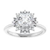 14K white gold 1CT Cushion-cut Diamond Floral Halo Diamond Engagement Ring Setting variant--Cushion variant--2CT variant--14K-yellow-gold
