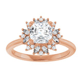 14K rose gold 1CT Cushion-cut Diamond Floral Halo Diamond Engagement Ring Setting variant--Cushion variant--1CT variant--14K-rose-gold