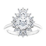 14K white gold 2CT Pear-cut Diamond Floral Halo Diamond Engagement Ring Setting/2-CT variant--.5CT variant--Square variant--.5CT variant--14K-yellow-gold