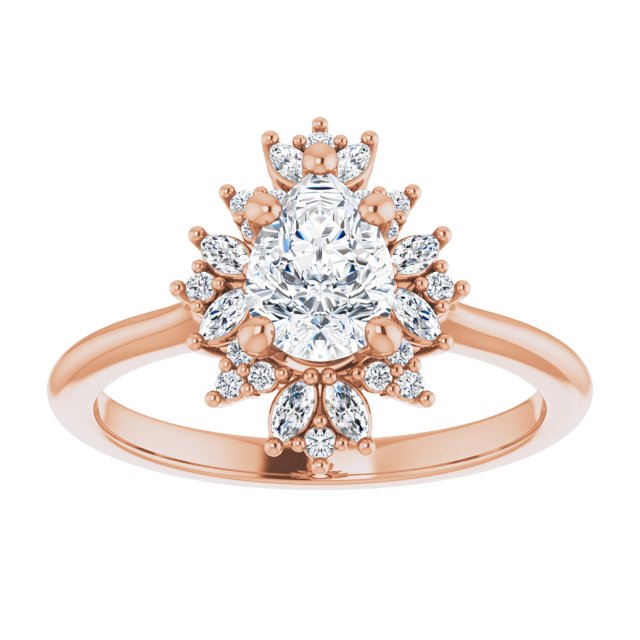 14K rose gold .5CT Pear-cut Diamond Floral Halo Diamond Engagement Ring Setting/2-CT variant--.5CT variant--Pear variant--.5CT variant--14K-rose-gold