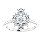 14K white gold .5CT Pear-cut Diamond Floral Halo Diamond Engagement Ring Setting variant--Pear variant--1CT variant--14K-yellow-gold