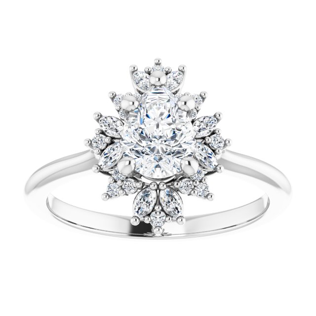 14K white gold .5CT Pear-cut Diamond Floral Halo Diamond Engagement Ring Setting variant--Pear variant--1CT variant--14K-yellow-gold
