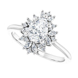 Floral halo ring pear center, angled perspective/2-CT variant--.5CT variant--Pear variant--.5CT variant--14K-white-gold