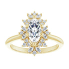 14K yellow gold 1 CT Marquise-cut Diamond Floral Halo Diamond Engagement Ring Setting