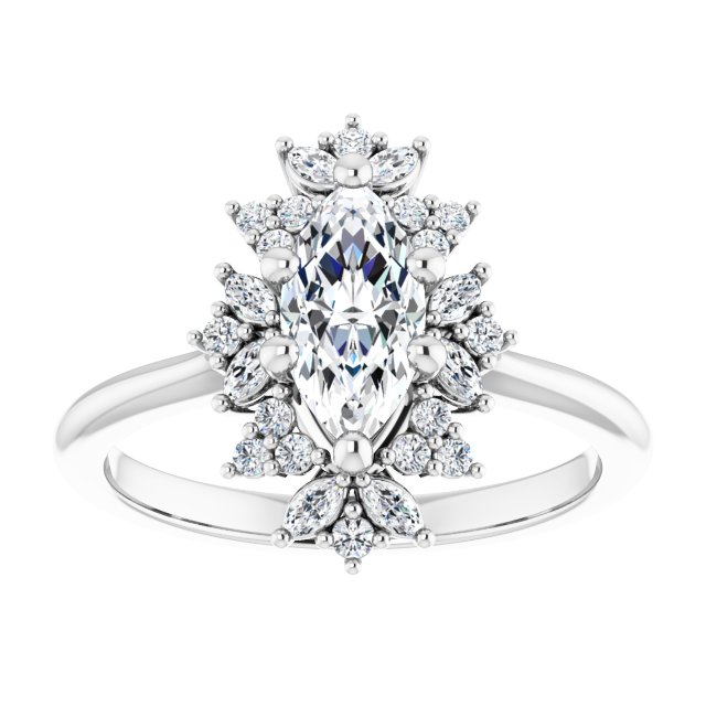 14K white gold 1CT Marquise-cut Diamond Floral Halo Diamond Engagement Ring Setting variant--Marquise variant--2CT variant--14K-yellow-gold