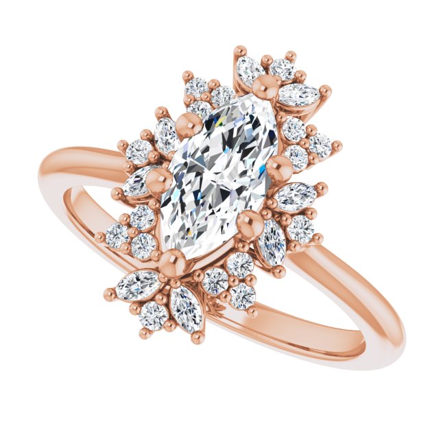 Floral halo ring large marquise, alternate angle variant--Marquise variant--1CT variant--14K-rose-gold