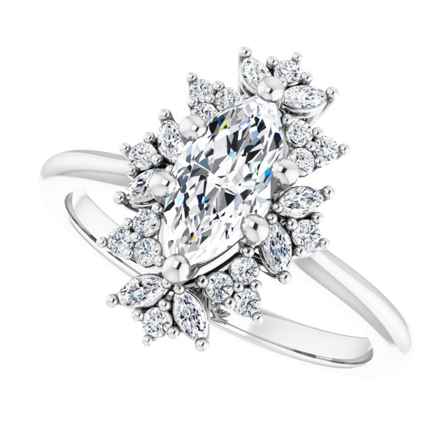 Floral halo ring marquise, side profile showing setting variant--Marquise variant--1CT variant--14K-white-gold