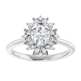 14K white gold .5CT Oval-cut Diamond Floral Halo Diamond Engagement Ring Setting variant--Oval variant--1CT variant--14K-yellow-gold