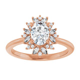 14K rose gold .5CT Oval-cut Diamond Floral Halo Diamond Engagement Ring Setting/2-CT variant--.5CT variant--Oval variant--.5CT variant--14K-rose-gold