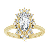 14K yellow gold 2CT Marquise-cut Diamond Floral Halo Diamond Engagement Ring Setting variant--Marquise variant--2CT variant--14K-yellow-gold