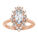 14K rose gold 2CT Marquise-cut Diamond Floral Halo Diamond Engagement Ring Setting variant--Marquise variant--2CT variant--14K-rose-gold