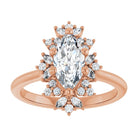 14K rose gold 2 CT Marquise-cut Diamond Floral Halo Diamond Engagement Ring Setting