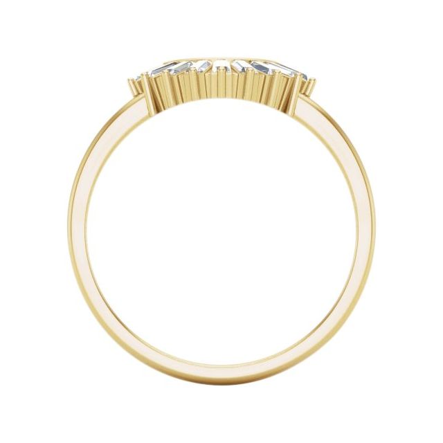 Side View of a Baguette Diamond Contour Ring in Yellow Gold
