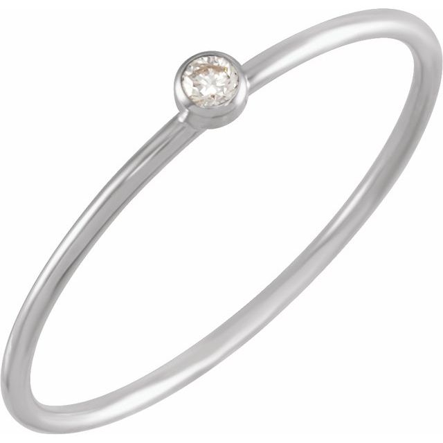 Tiny diamond stackable ring in 14K gold, front view white gold variant--14K-white-gold
