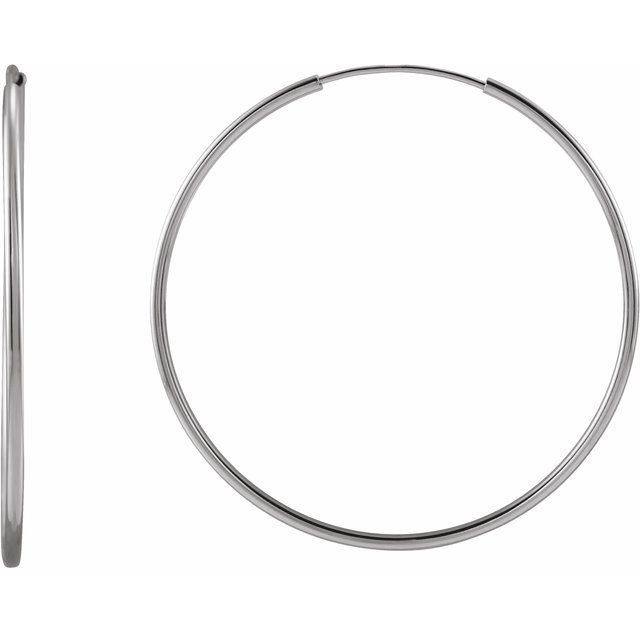 Endless hoop earrings worn on model, lightweight gold hoops close to ear(30mm) variant--Sterling-silver variant--L-30mm