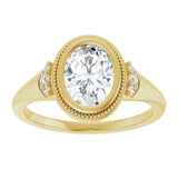 14K yellow gold 1CT Oval Diamond Milgrain Bezel-Set Diamond Engagement Ring Setting variant--Oval variant--2CT variant--14K-yellow-gold