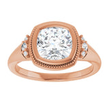 14K rose gold 2CT Cushion Diamond Milgrain Bezel-Set Diamond Engagement Ring Setting/2-CT variant--.5CT variant--Marquise variant--.5CT variant--14K-rose-gold