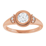 14K rose gold .5CT Round Diamond Milgrain Bezel-Set Diamond Engagement Ring Setting variant--Round variant--1CT variant--14K-rose-gold