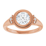 14K rose gold 1CT Round Diamond Milgrain Bezel-Set Diamond Engagement Ring Setting variant--Round variant--2CT variant--14K-rose-gold