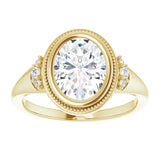 14K yellow gold 2CT Oval Diamond Milgrain Bezel-Set Diamond Engagement Ring Setting/2-CT variant--.5CT variant--Pear variant--.5CT variant--14K-yellow-gold