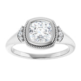 14K white gold 1CT Cushion Diamond Milgrain Bezel-Set Diamond Engagement Ring Setting variant--Cushion variant--2CT variant--14K-white-gold